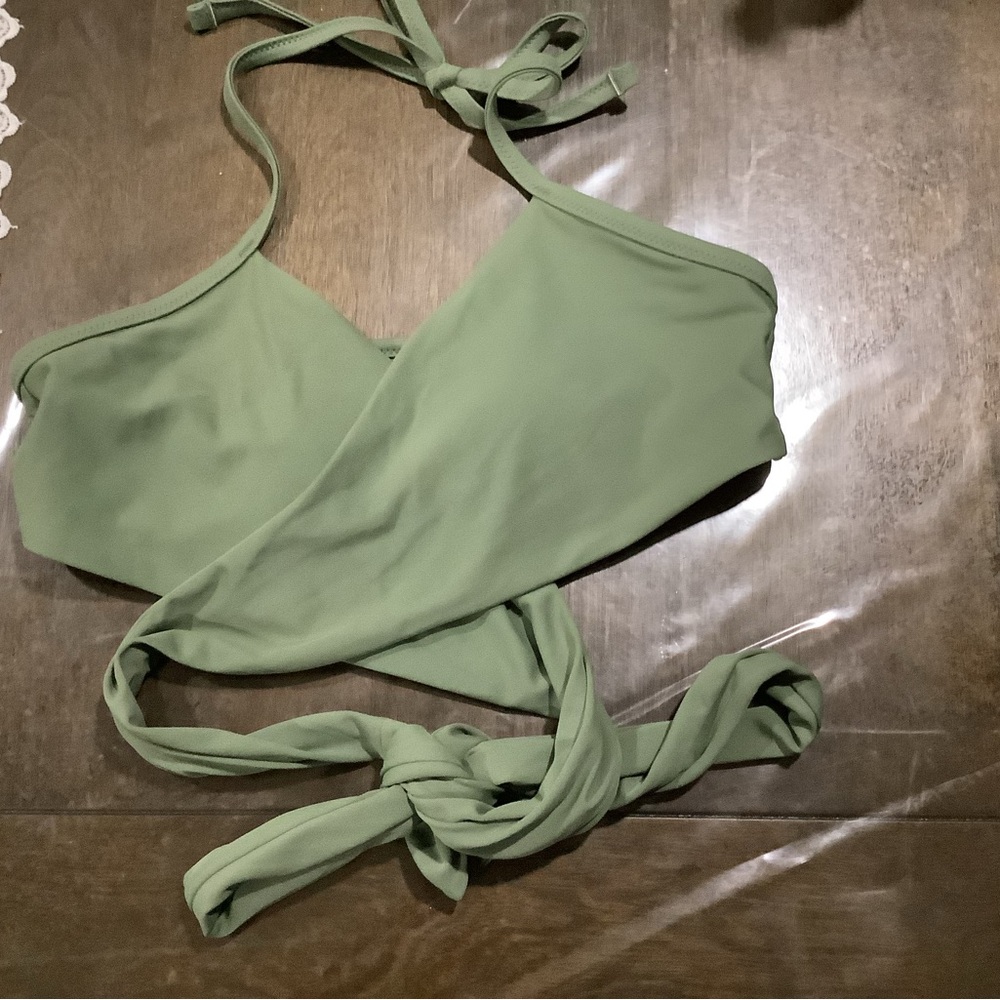 NWOT America Eagle Green Swim Halter Wrap Top